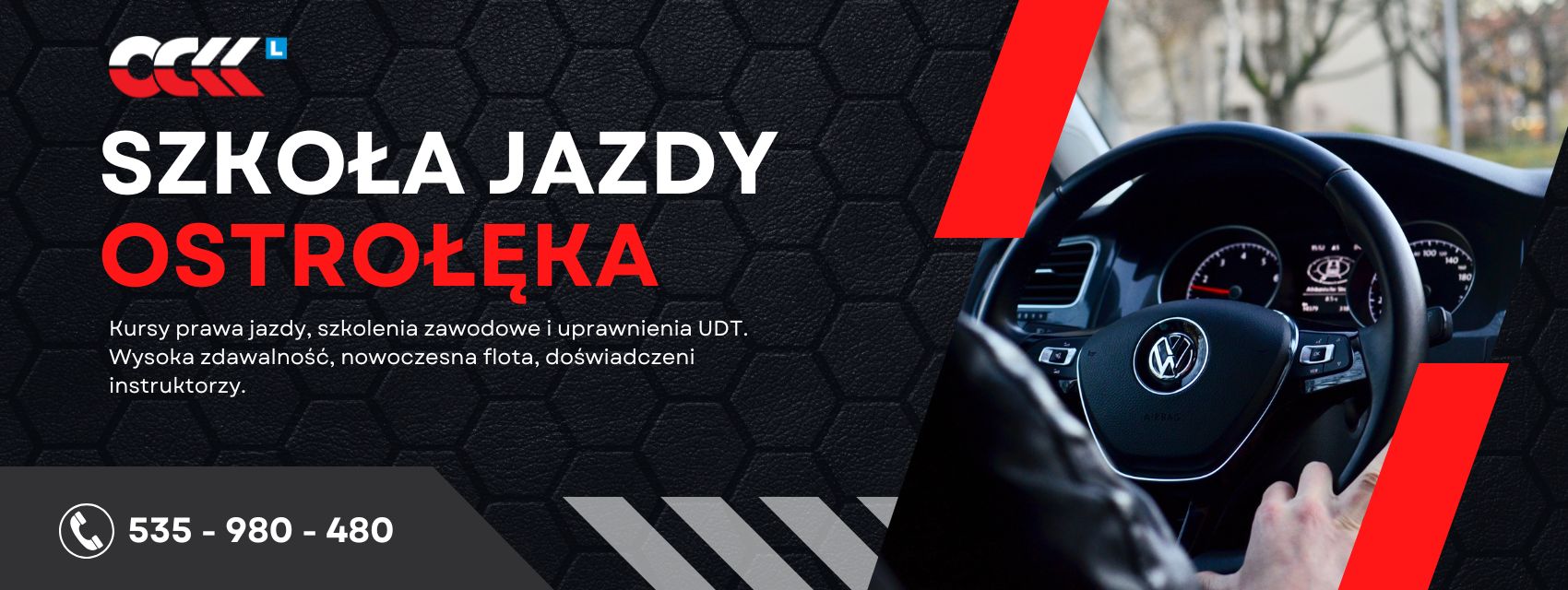 Baner promujący OCKK Ostrołęckie Centrum Kształcenia Kierowców