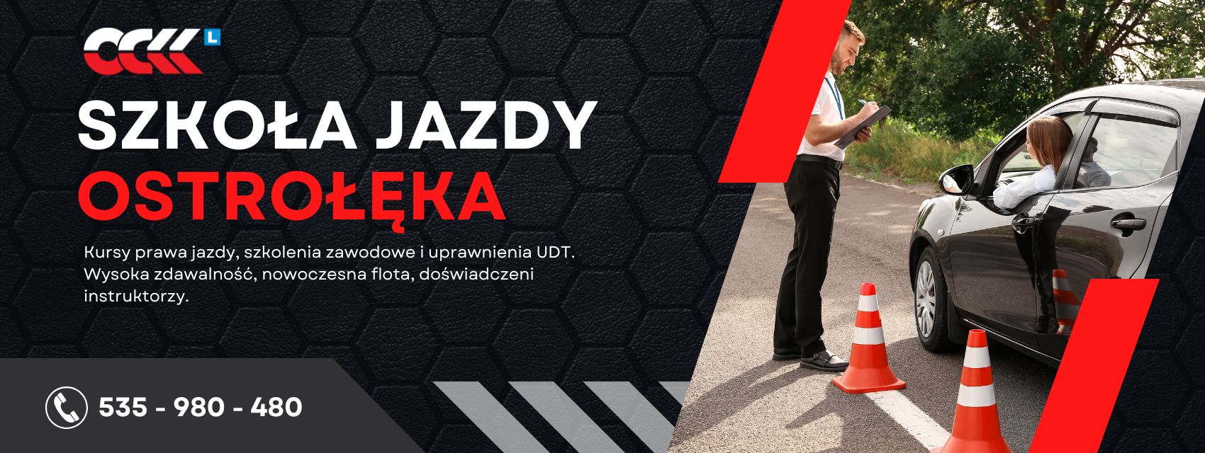 Baner promujący OCKK Ostrołęckie Centrum Kształcenia Kierowców