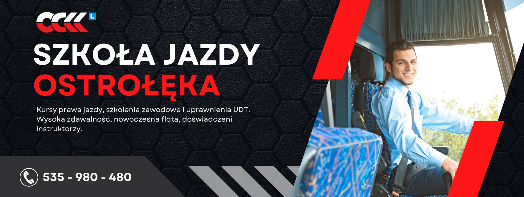 Baner promujący OCKK Ostrołęckie Centrum Kształcenia Kierowców